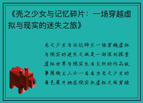 《壳之少女与记忆碎片：一场穿越虚拟与现实的迷失之旅》